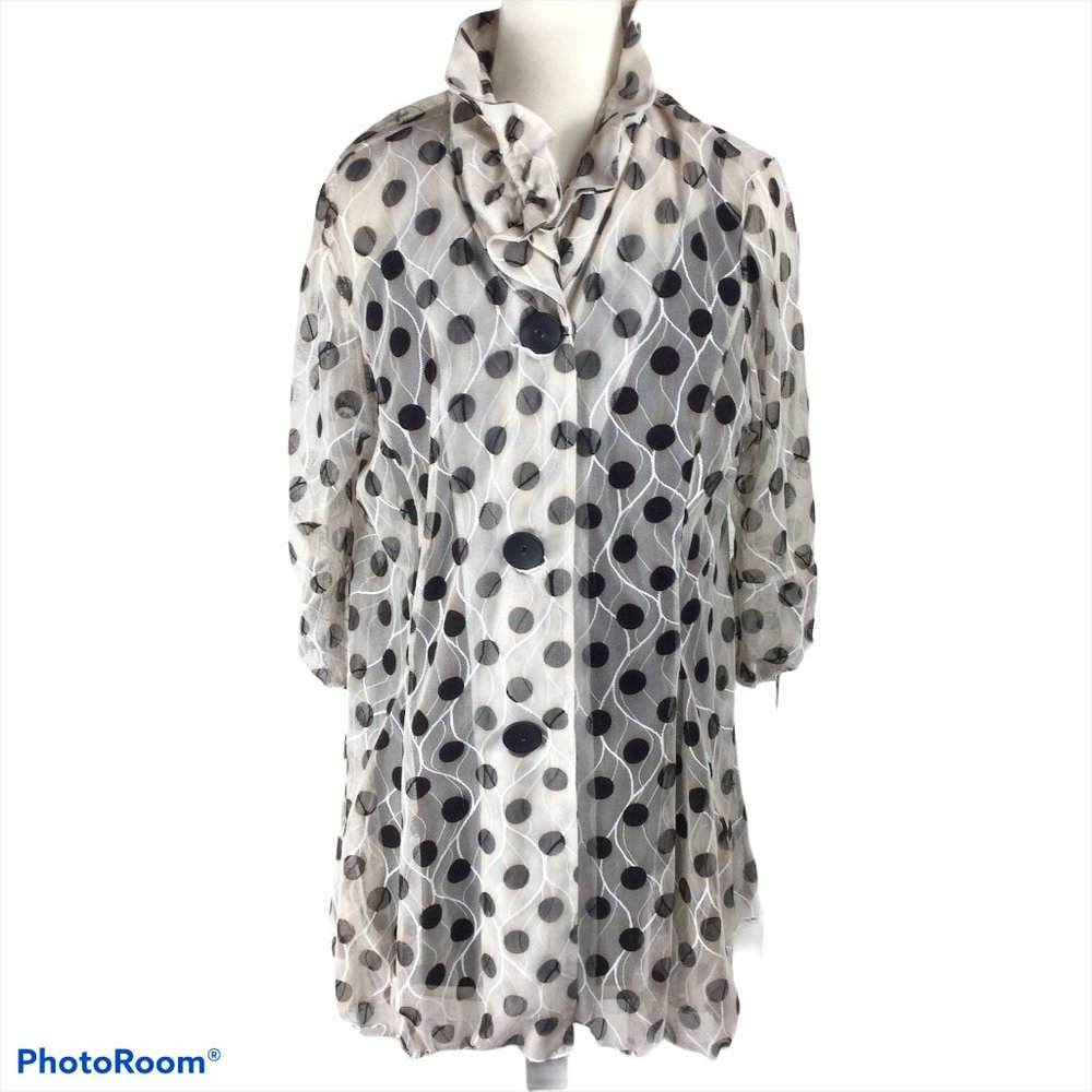 Damee Inc Sheer White w/Black Dots Swing Jacket, M